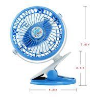 Touchshop Portable Mini Clip Fan Powered by Rechargeable Battery/USB Vertical and Horizontal 360 Degree Rotation... N3