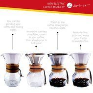 Pour Over Coffee Dripper, Glass Carafe &amp; Stainless Steel Reusable Mesh Filter Fits All Chemex Makers 4 Cup Brewer... N3