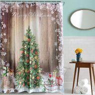 AutumnFall Winter Holiday Snowman Christmas Fabric Shower Curtain Digital Decor with Hooks (180cm180cm, E) N17