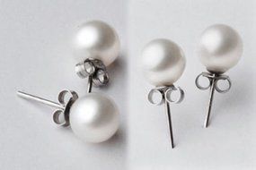 New Fashion 3 Size Women's Real White Freshwater Pearl Ear Stud Earrings Gift 8mm N6