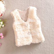 Laimeng,Kid Baby Infant Girls Lace Sweet Winter Waistcoat Thick Warm Tops Vest Clothes (100, Pink)