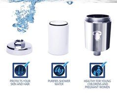 Shower Filter system &ndash; Universal Chlorine Removing Showerhead &amp; Hard Water Softener - Two Replaceable Cartridges... N7