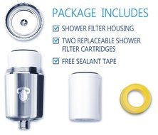 Shower Filter system &ndash; Universal Chlorine Removing Showerhead &amp; Hard Water Softener - Two Replaceable Cartridges... N8