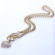 Fashion Women Crystal Heart Charm Pendant Choker Statement Bib Chain Necklace N7