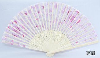 KYOYU Japanse Flower Pattern Silk Sensu Folding Fan,Pink N4