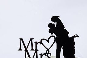 LOVENJOY with Gift Box Sparkling Mr and Mrs Monogram Bride Groom Silhouette Wedding Cake Topper (6-inch, Silver... N4