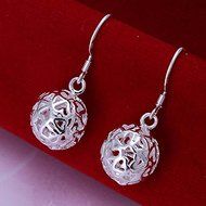 New Women 925 Sterling Silver Plated Fashion Ball Dangle Earring Studs Jewelry N3