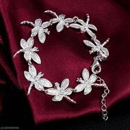 1PC BD Silver Tone Women Girl Expandable Bangle Bracelet Jewelry Gift 20cm N7