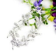 1PC BD Silver Tone Women Girl Expandable Bangle Bracelet Jewelry Gift 20cm N8