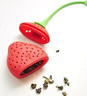 Teanfa Cute Reusable Strawberry Silicone Herbal Spice Tea Leaf Infuser Strainer Filter Bag Tea Ball (Red)