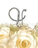 Victorian Collection Monogram Rhinestone Cake Topper - Large - Silver (4.75&quot; Tall) (Letter M) N5