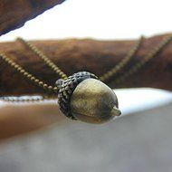 Fashion Women Acorn Necklace Retro Charm Bronze Sweater Chain Necklace Jewelry N2