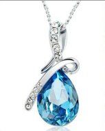 Charm New Girl's Women's Rhinestone Chain Crystal Necklace Pendant W87 (blue) N7