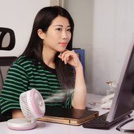 Misting Fan,Wooboo Personal Mini USB Rechargeable Fan with 2000mAh battery and Humidifier for Traveling, Fishing... N8