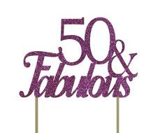 All About Details Pink 50-&amp;-fabulous Cake Topper