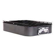 Gibson Home Top Roast Non-Stick Roaster with V Rack, Black 16" x 12" x 3" (63665.02)