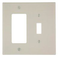 Leviton 80605-T 2-Gang 1-Toggle 1-Decora/GFCI Device Combination Wallplate, Midway Size, Thermoset, Device Mount...