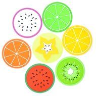 Set of 7 Colorful Fruit Slices Silicone Coasters for Drinks and Coffee, 3.5" Non-slip Unique Cup Mat Drink Placemat...