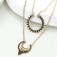 Fashion Vintage Women Crescent Jewelry Bib Moon Pendant Statement Chain Necklace N4