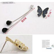 1Pair New Women Rhinestone Butterfly Drop Long Tassel Ear Stud Earrings jep N4