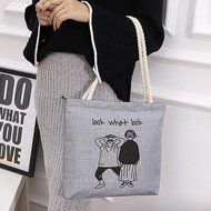 AutumnFall Fashion Cute Printing Women Girls Canvas Bags Shoulder Bag Casual Handbag (Gray) N19