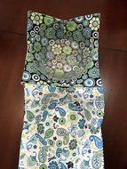 Green Blue Floral Burst,handmade,Hot Cold Bowl Cozy,Microwave Bowl Cozie,Fabric Trivet,Hot pad,Pot Holder,Cotton...