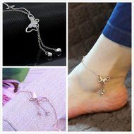 Women Butterfly Chain Anklet Ankle Bracelet Barefoot Sandal Beach Foot Jewelry N2