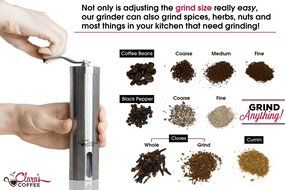 Premium MANUAL COFFEE GRINDER -Stainless Steel Body &amp; Adjustable Ceramic Conical Burr. Hand Crank Mill Grinds... N2