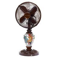 Deco Breeze DBF0775 Mosaic Glass Table Fan, Rooster, 10-Inch