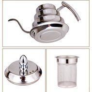Oak-Pine 1.2 Litre Stainless Steel Coffee Drip Kettle, Gooseneck Drip Tea Pot, Pour Over Method, Silver N3