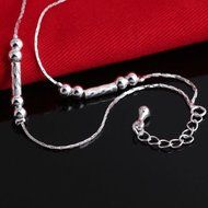 New Charm Silver Bead Smooth Tube Chain Bracelet Bangle Party Wedding Jewelry N3