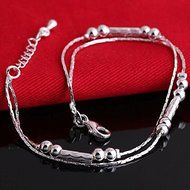 New Charm Silver Bead Smooth Tube Chain Bracelet Bangle Party Wedding Jewelry N4