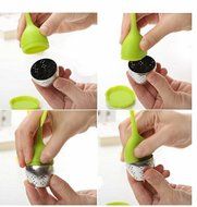 Set of 2 Tea Infuser Leaf Strainer Handle with Steel Ball Silicone Leaf Lid (Purple)