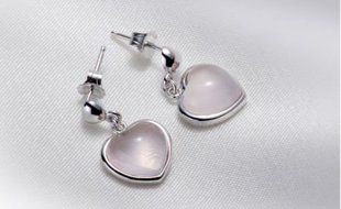 New Womens 925 Sterling Silver Pink Crystal Rose Quartz Heart Ear stud Earrings N5