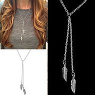 Women Boho Jewelry Choker Chunky Statement Leaves Pendant Chain Necklace Silver N2