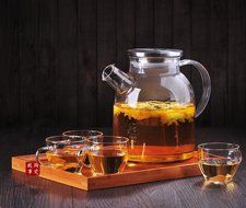 Ceramic Story Glass Water Pitcher With 304 Stainless Steel Lid,Large Water Pot, Glass Teapot, Iced Tea Pitcher...