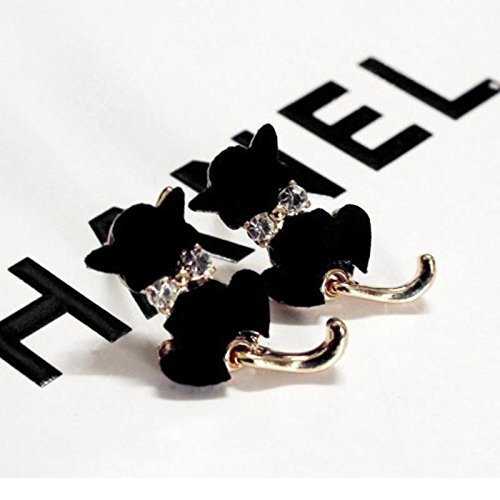 Fashion Women Lady Crystal Rhinestone Cute Cat Stud Earrings Jewelry 1 Pair N5