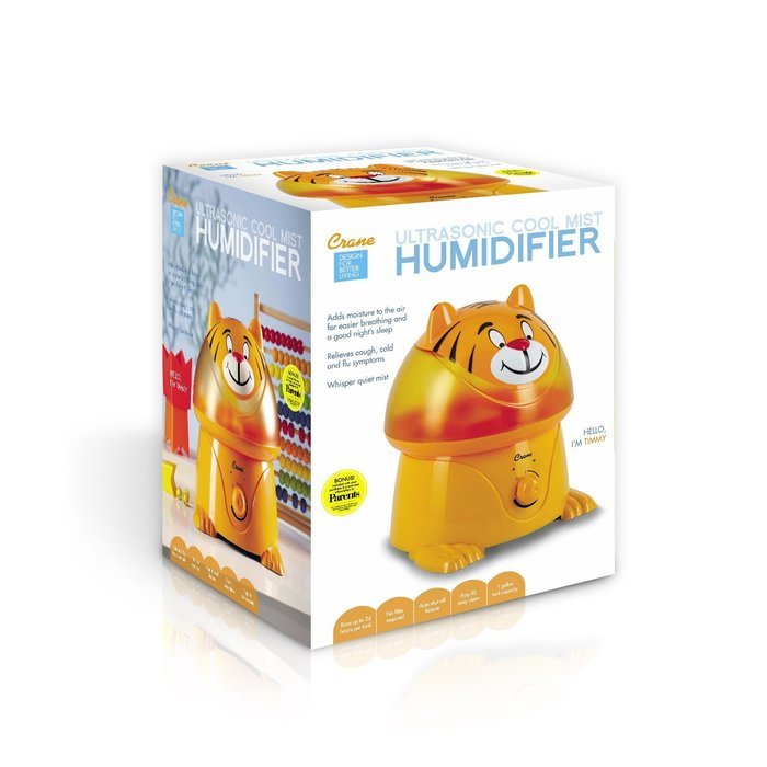Crane Adorable Ultrasonic Cool Mist Humidifier with 2.1 Gallon Output per Day - Tiger N2