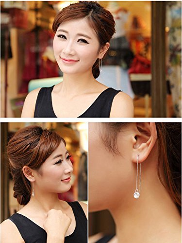 Fashion 18k White Gold GP Crystal 3A CZ lady Earrings ear line HOT Silver Plated N3