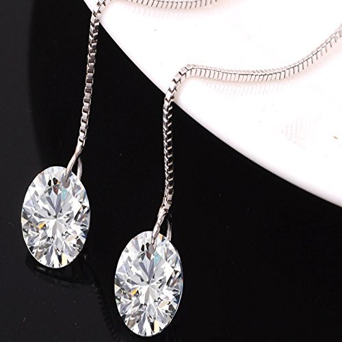 Fashion 18k White Gold GP Crystal 3A CZ lady Earrings ear line HOT Silver Plated N4