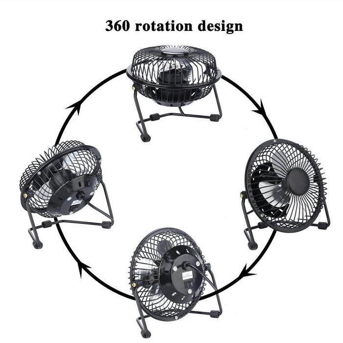 Generic Small Desk Fan Quiet Hand-held Mini Personal Usb Fan 4 inch Black N3