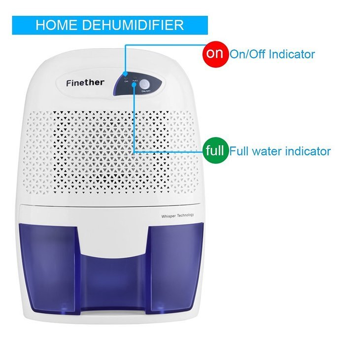 Finether 500ml Mini Energy Saving Air Dehumidifier Portable for Living Room Bathroom Kitchen Garage N4