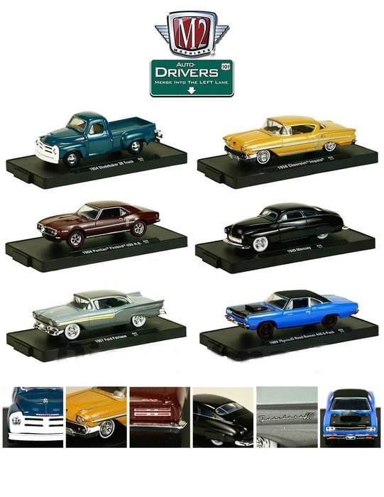 Drivers 6 Cars Set Release 33 in Blister Pack 1:64 By M2 Machines 11228-33 N4