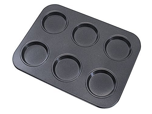 CybrTrayd R&M 6 Cup Non-Stick Muffin Top Pan, Dark Grey