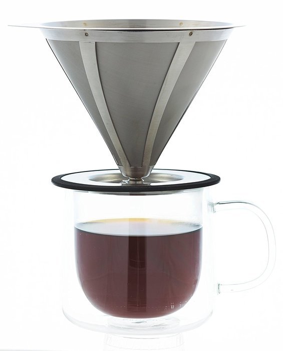 GROSCHE Ultra Mesh Pour-Over Coffee Dripper with Round Base, 18/8 Stainless Steel Construction N2