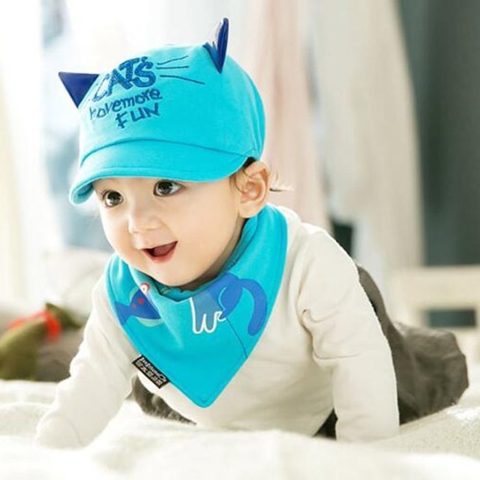 KAKA(TM) Babys Girls Boys Lovely Spring Summer Hat Cute Peaked Cap with Scarf Beige N10