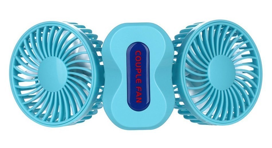 Coomoors Couples Mini Fan Dual Head Portable USB Rechargeable Personal Fan Quiet Operation Desktop Fan with LED... N6