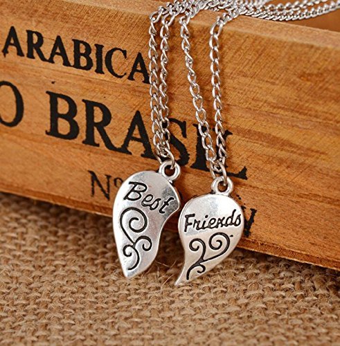 2PC Silver Plated Charm Best Friend Flower Women Chain Pendant Necklace HOT N2