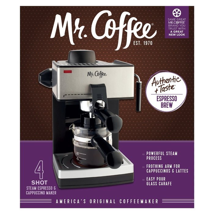 Mr. Coffee 4-Cup Steam Espresso System with Milk Frother, ECM160 N2