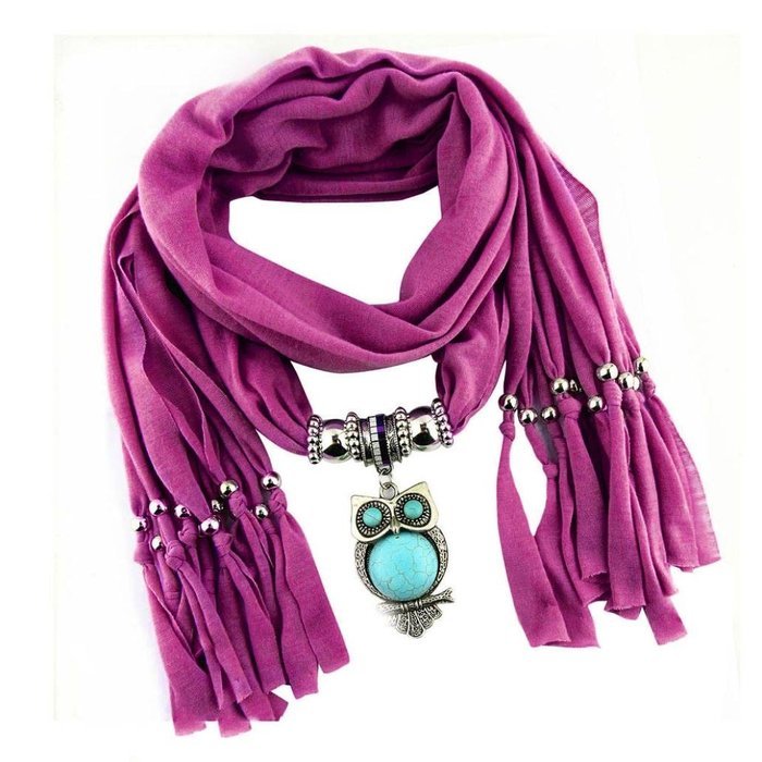 AutumnFall Women Girl Pendant Scarf With Tassel Rhinestone Necklace Scarves (U) N78